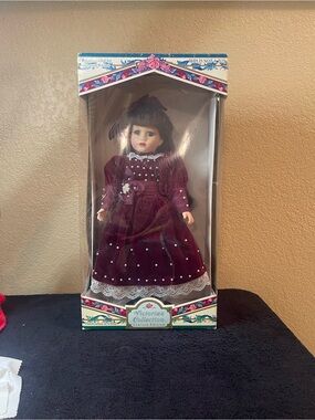 Burgundy Velvet Doll - Classic Girls' Toy victorian collection Limited addition